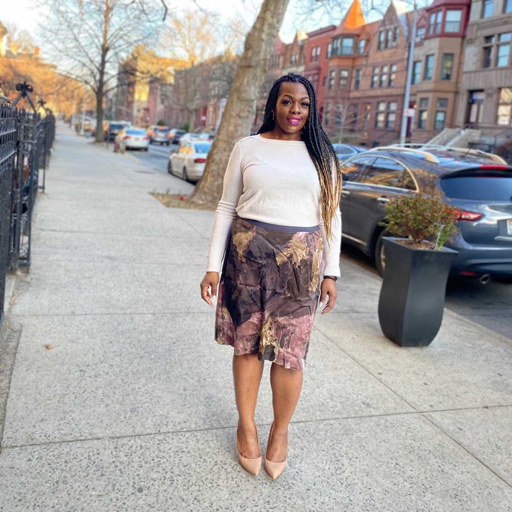Dark Floral Print Skirt